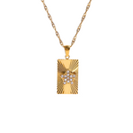 Load image into Gallery viewer, Zirconias Star Rectangular Charm Necklace
