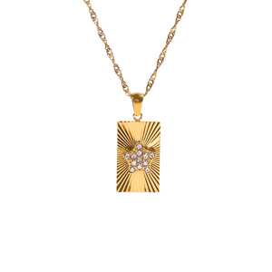 Zirconias Star Rectangular Charm Necklace