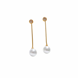 Zirconia Long Pearl Studs Earrings