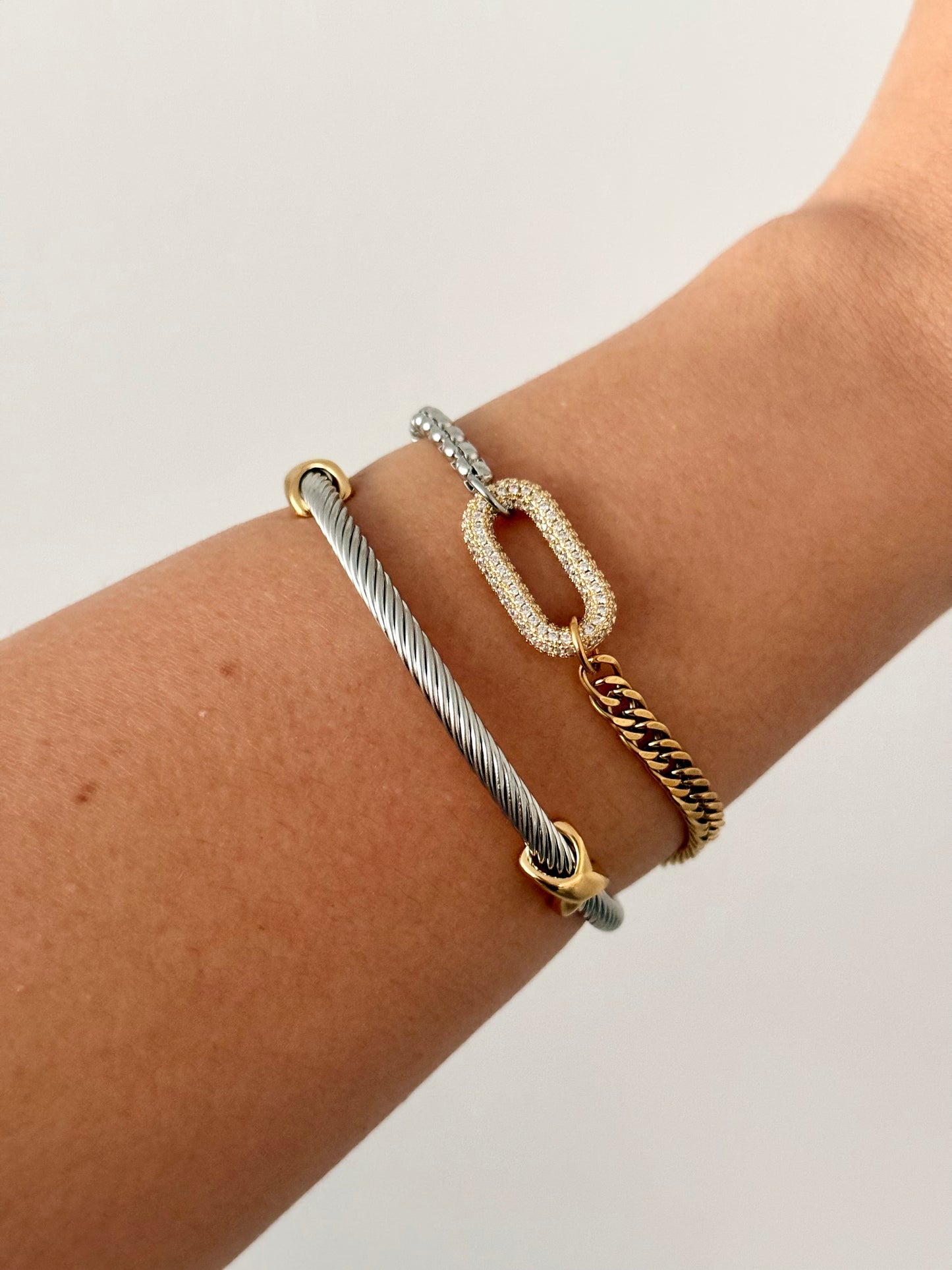 Two Tone Twisted Wired Cuff Bracelet