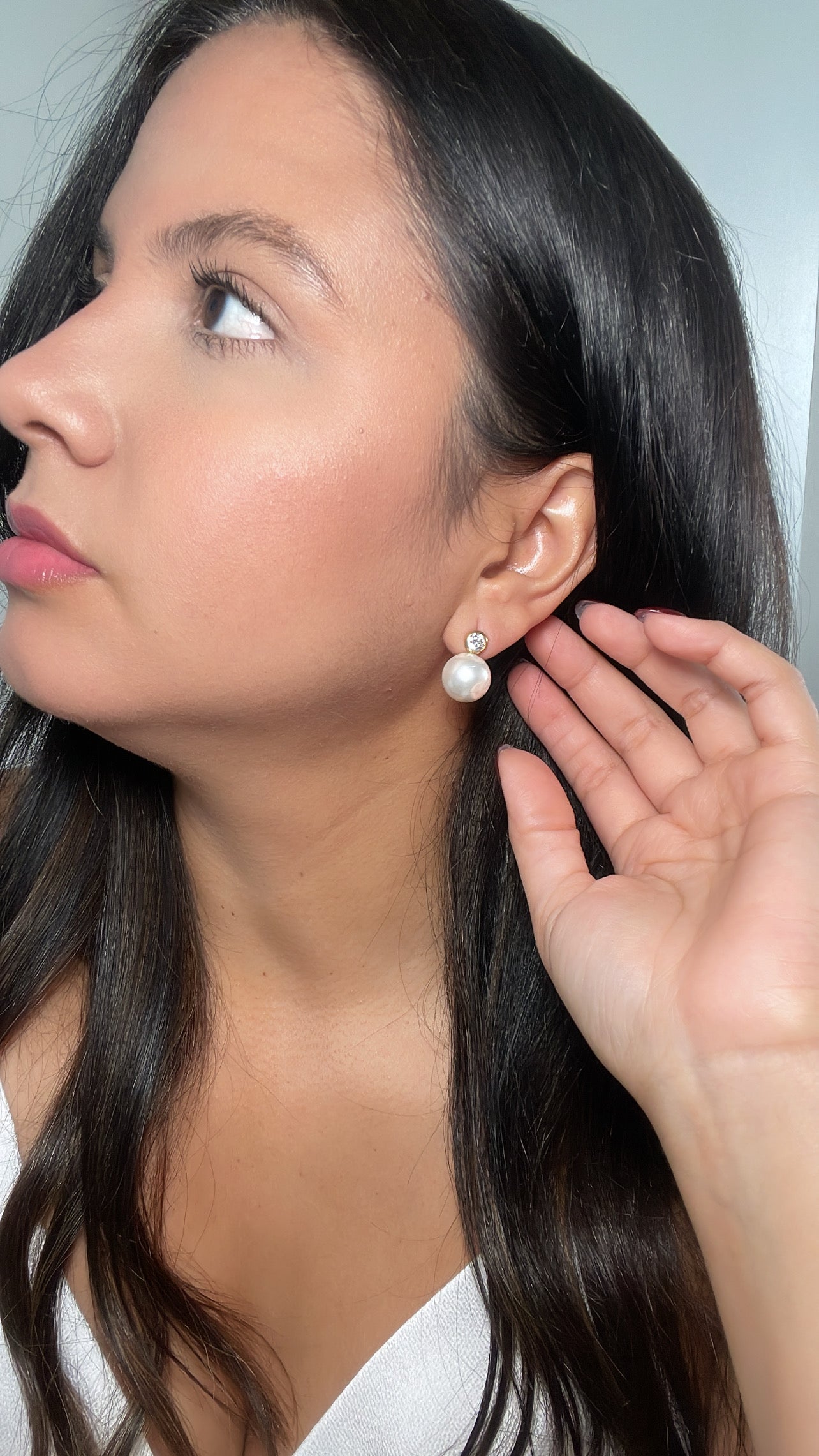 Zirconia & Pearl Studs Earrings