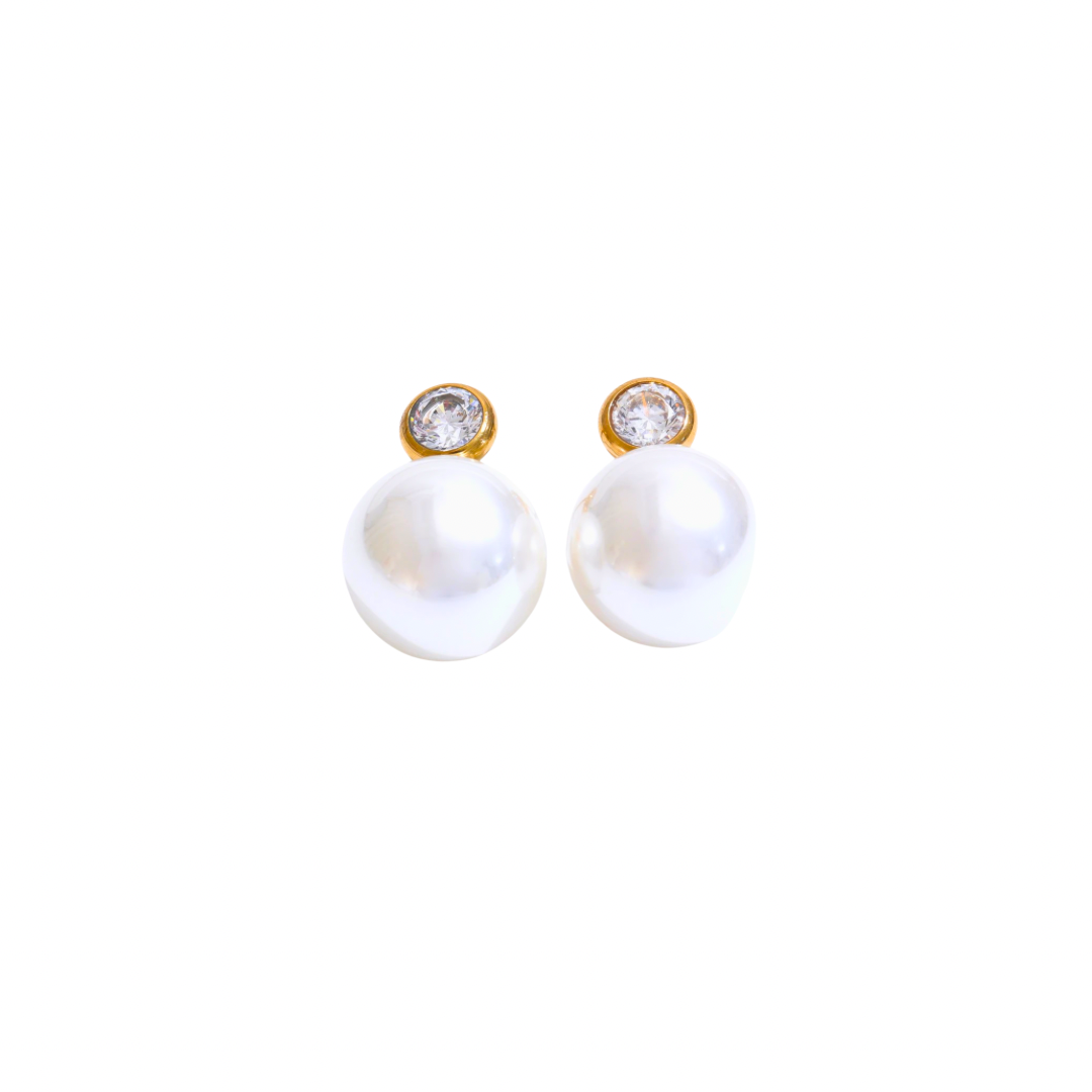 Zirconia & Pearl Studs Earrings