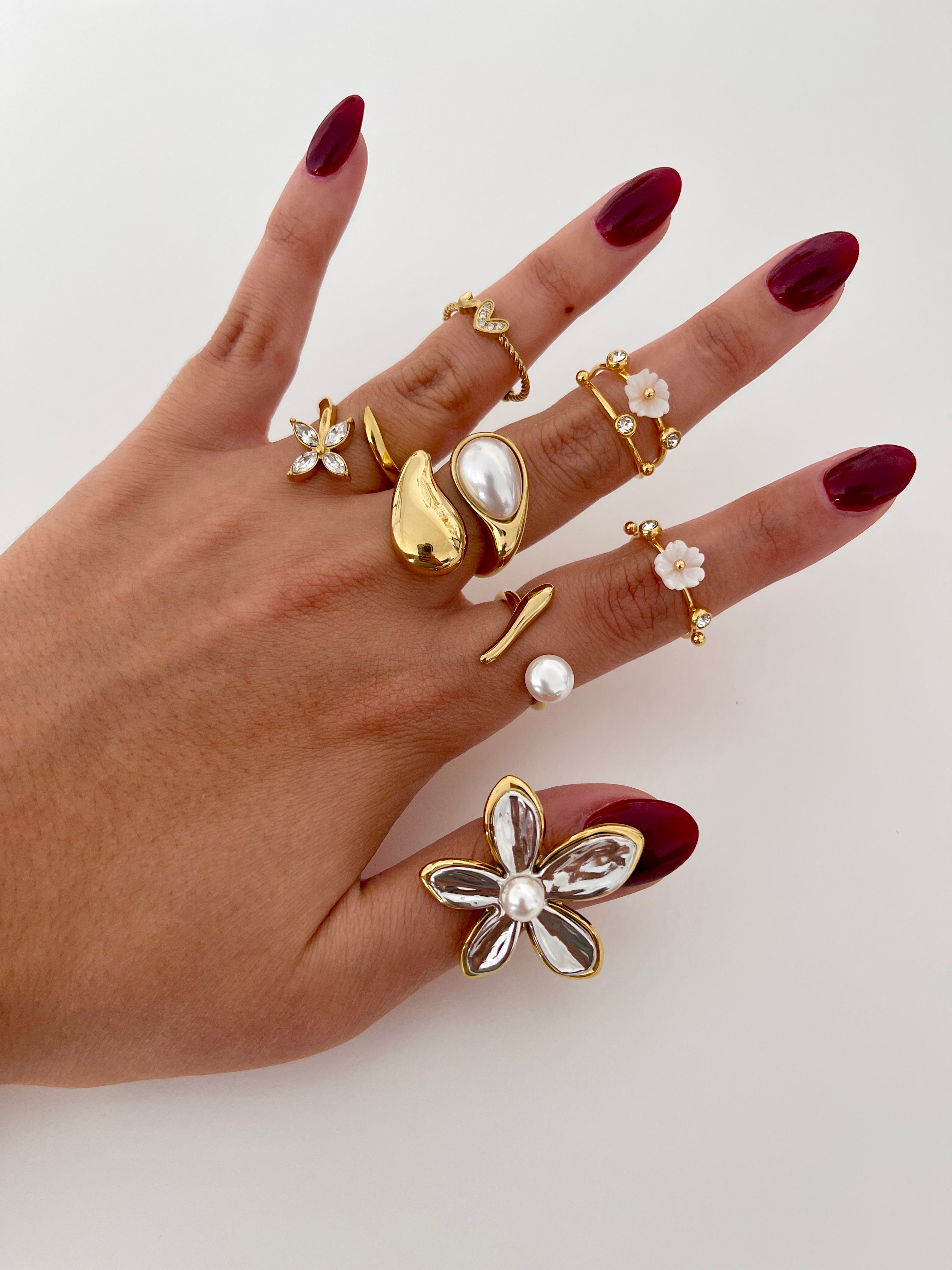 Zirconia Flower Open Ring