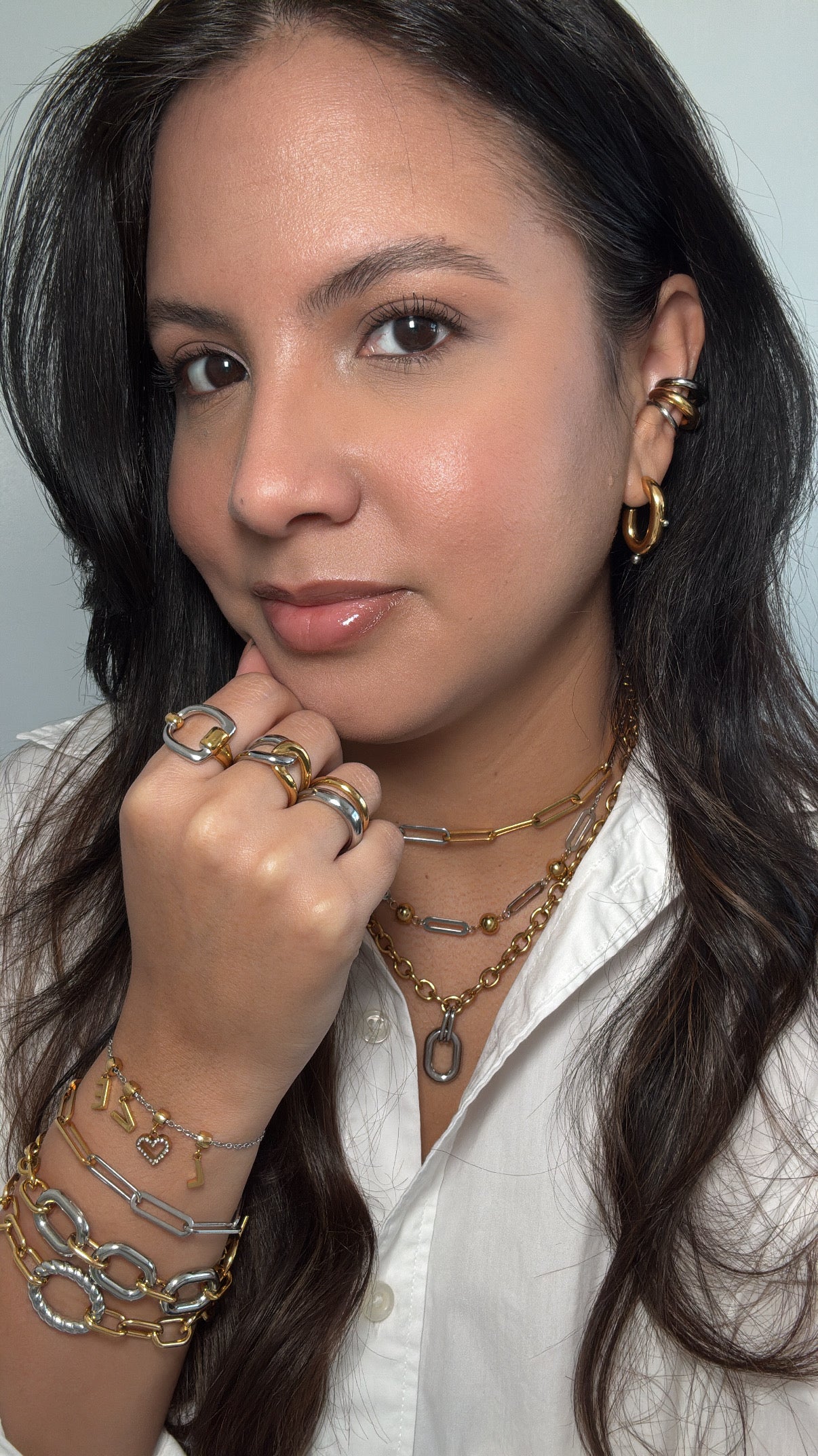 Two Tone Oval Chain Color Block Bracelet