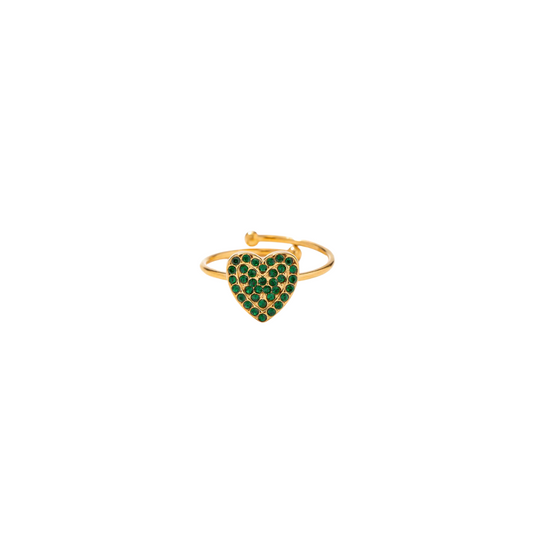 Green Zirconia Heart Ring