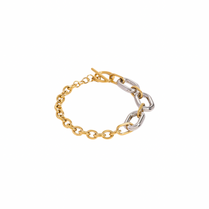 Two Tone Oval Chain Color Block Bracelet