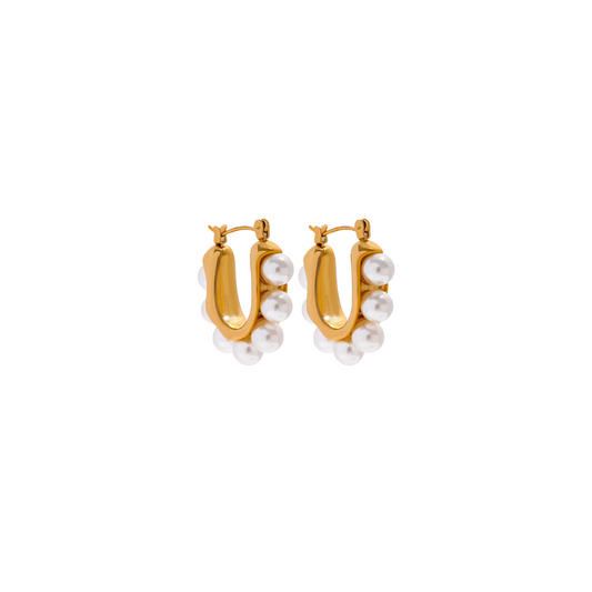 Pearls U Hoops Earrings