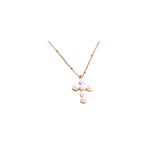 Pearls Cross Pendant Necklace