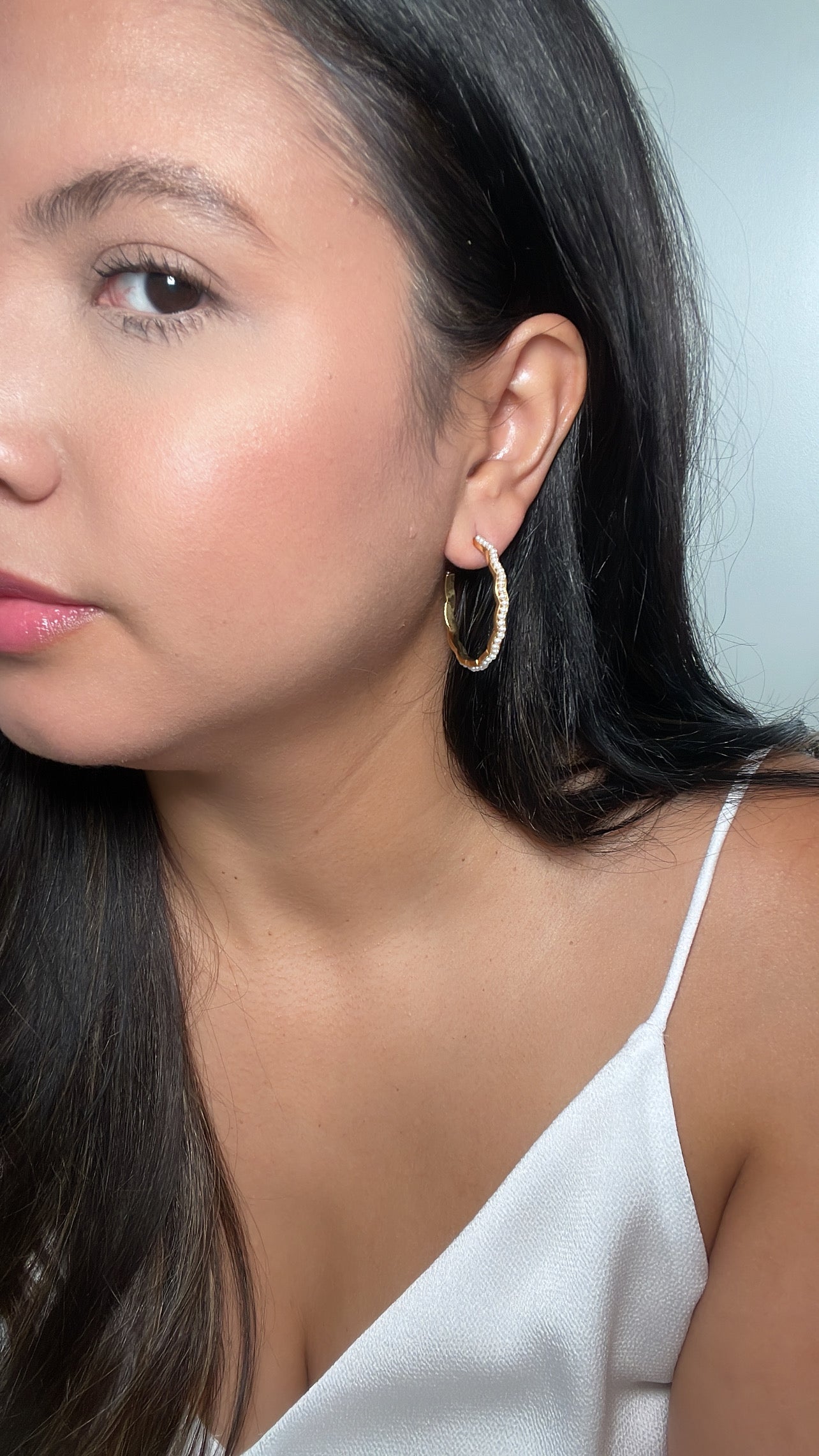 Mini Pearls Hoop Studs Earrings