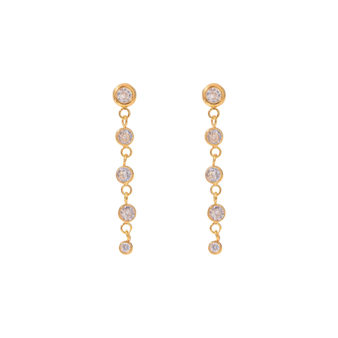 Mini Zirconias Long Studs Earrings