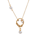 Load image into Gallery viewer, Shell Flower Zirconias Circular Pendant Necklace
