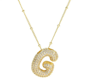 Zirconia Balloon Initial Letter Necklace