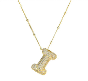 Zirconia Balloon Initial Letter Necklace