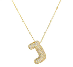 Zirconia Balloon Initial Letter Necklace