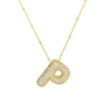 Load image into Gallery viewer, Zirconia Balloon Initial Letter Necklace
