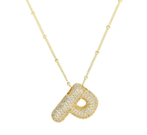 Zirconia Balloon Initial Letter Necklace