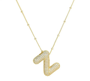 Zirconia Balloon Initial Letter Necklace