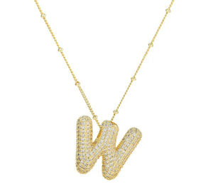 Zirconia Balloon Initial Letter Necklace