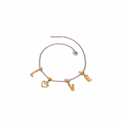 Two Tone LOVE Pendants Bracelet