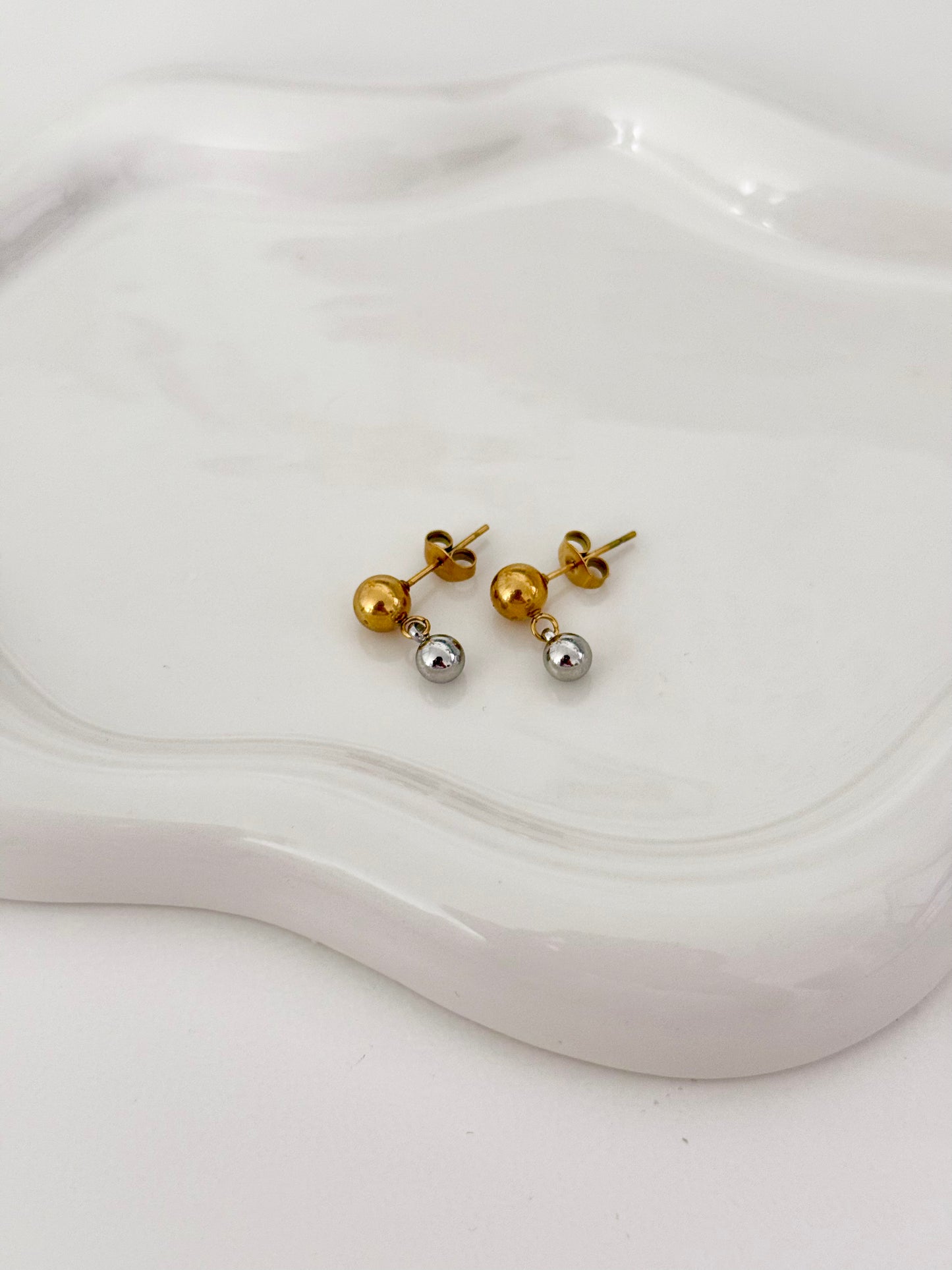 Two Tone Beads Studs Earrings