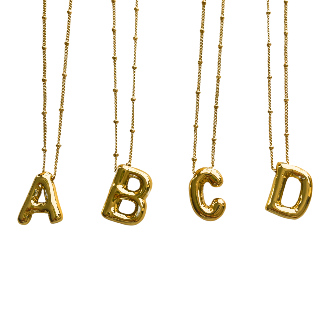 Gold Balloon Initial Necklace