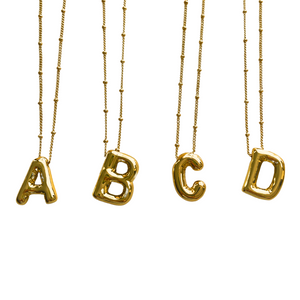 Gold Balloon Initial Necklace