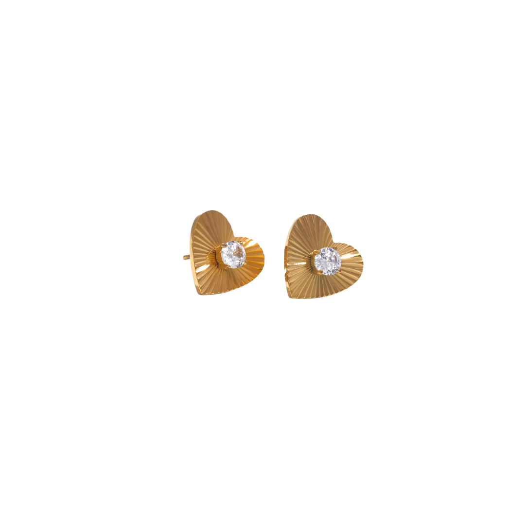 Single Zirconia Delicate Heart Studs Earrings