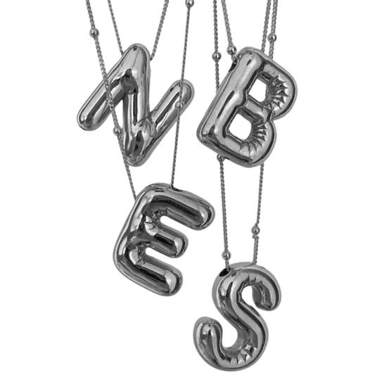 Silver Balloon Initial Necklace