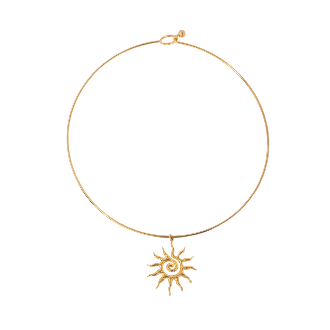 Textured Sun Choker Necklace