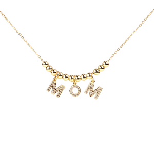 Zirconia Mom Pendant Necklace